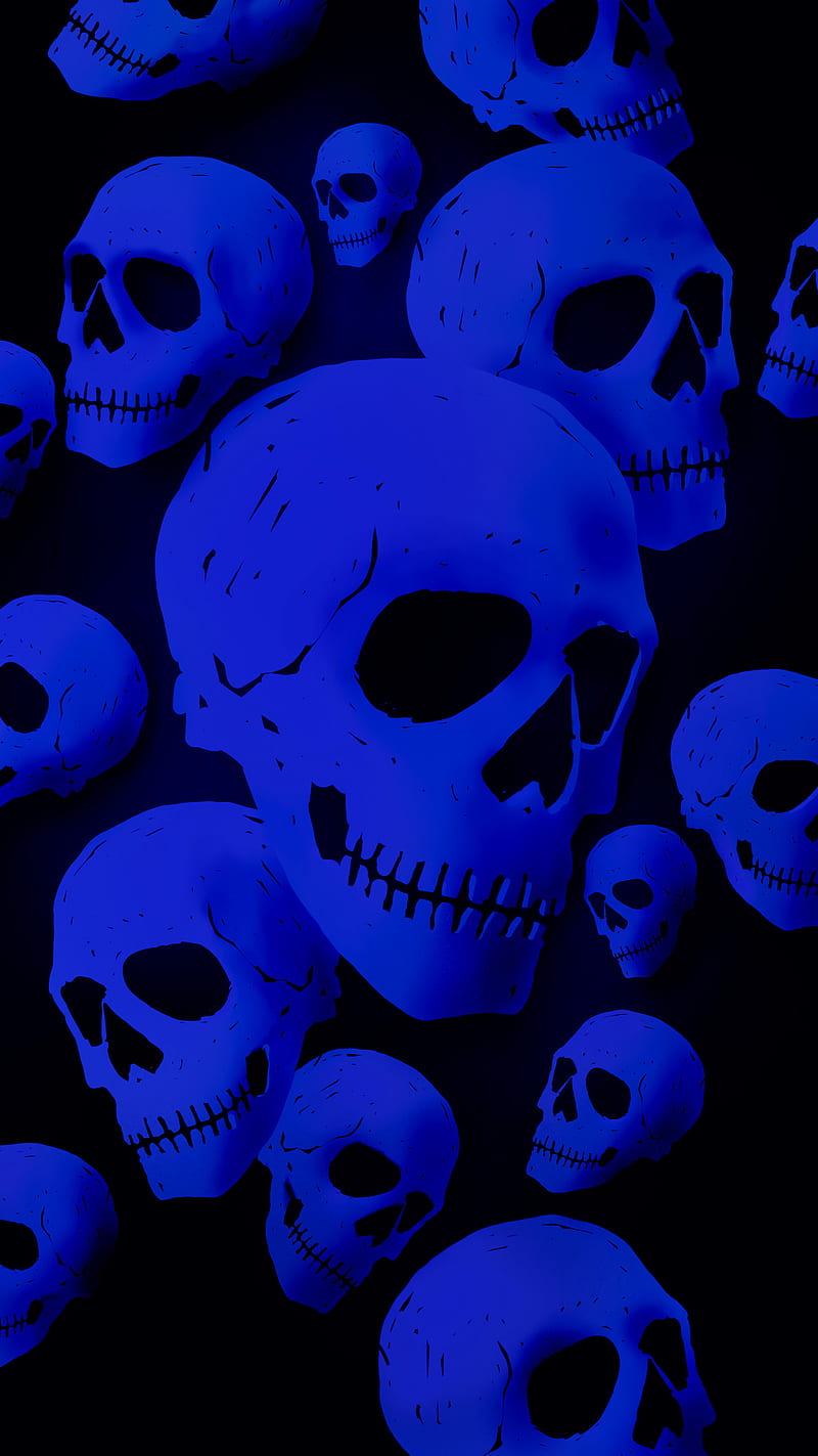 Dead Meet Blue, Dead, My, amoled, art, badass, blue, bones, cool, creepy, dark, drawing, halloween, illustration, knuckles, meet, oled, pattern, scary, skull, skulls, vibrant, HD phone wallpaper