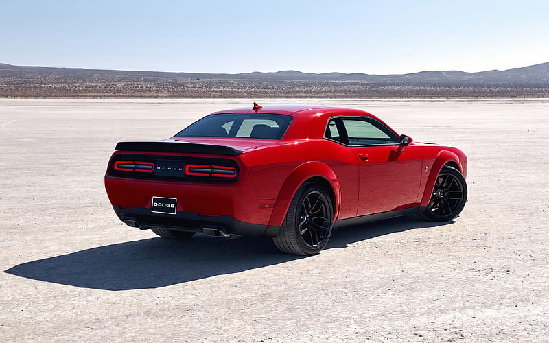 Dodge Challenger RT, 2019, rear view, red sports coupe, tuning, new red Challenger, American sports cars, Dodge, HD wallpaper