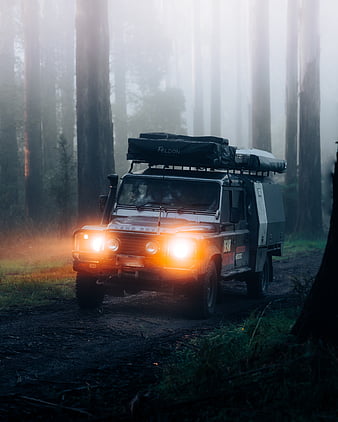 land rover defender, land rover, suv, car, fog, HD phone wallpaper