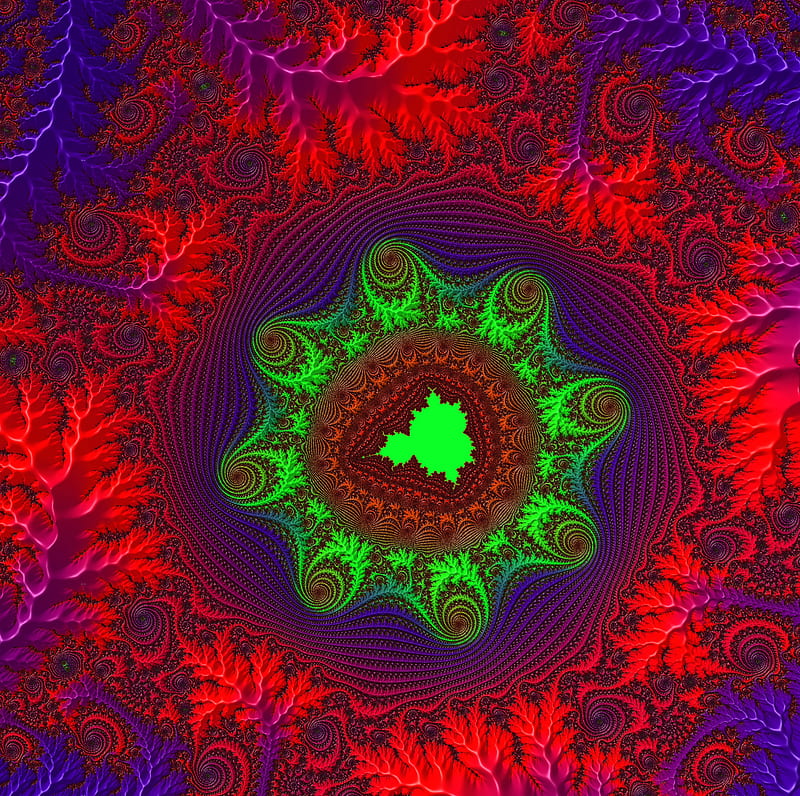 fractal, patterns, red, form, volumetric, HD wallpaper