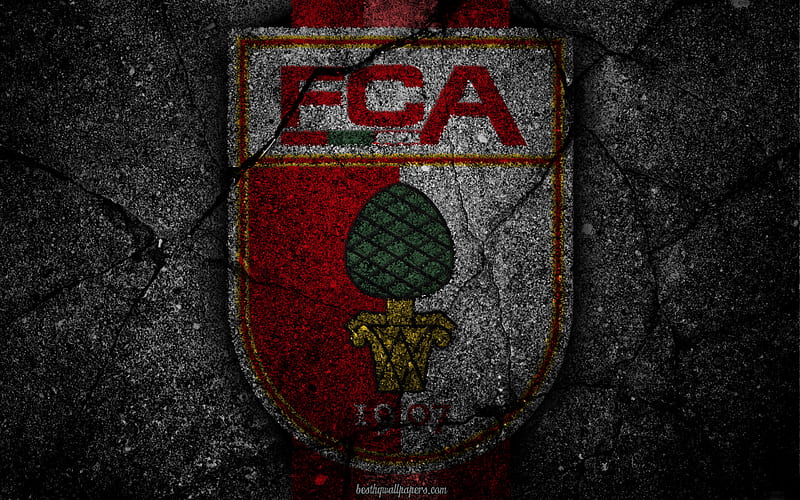 Augsburg, logo, art, Bundesliga, soccer, football club, FC Augsburg, asphalt texture, HD wallpaper
