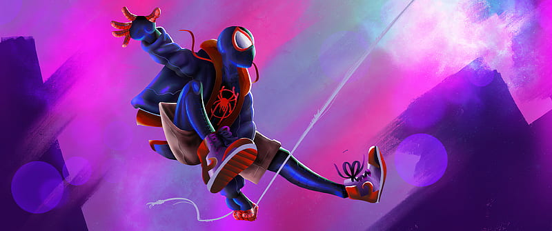 Miles Jump, spiderman, superheroes, artwork, digital-art, art, HD wallpaper