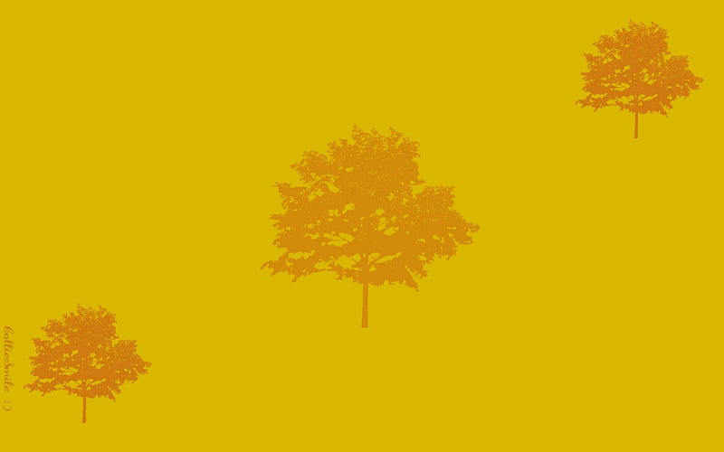 Yellow Three Tree Wall, red, orange, scarlet, yellow, gold, green, aqua, blue, golden, silhouettes, trees, silhouette, tree, purple, simp1e, aquamarine, violet, HD wallpaper