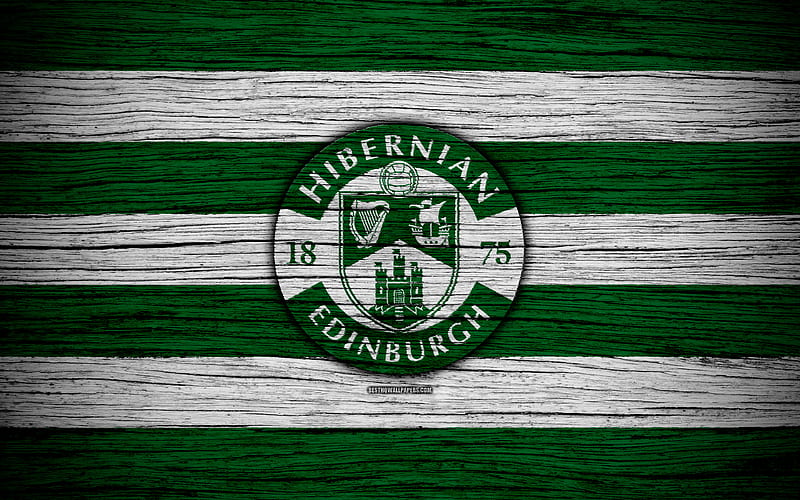 Hibernian FC, logo, Scottish Premiership, soccer, football, Scotland, Hibernian, wooden texture, Scottish Football Championship, FC Hibernian, HD wallpaper
