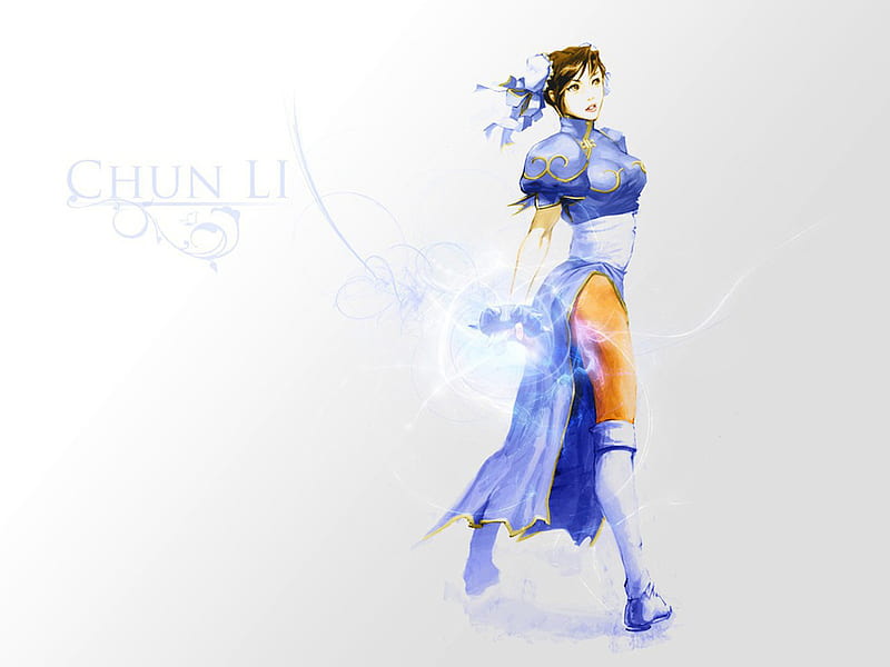 Chun Li, pretty, street fighter, female, boots, video game, game, power, capcom, china clothes, blue dress, anime girl, HD wallpaper