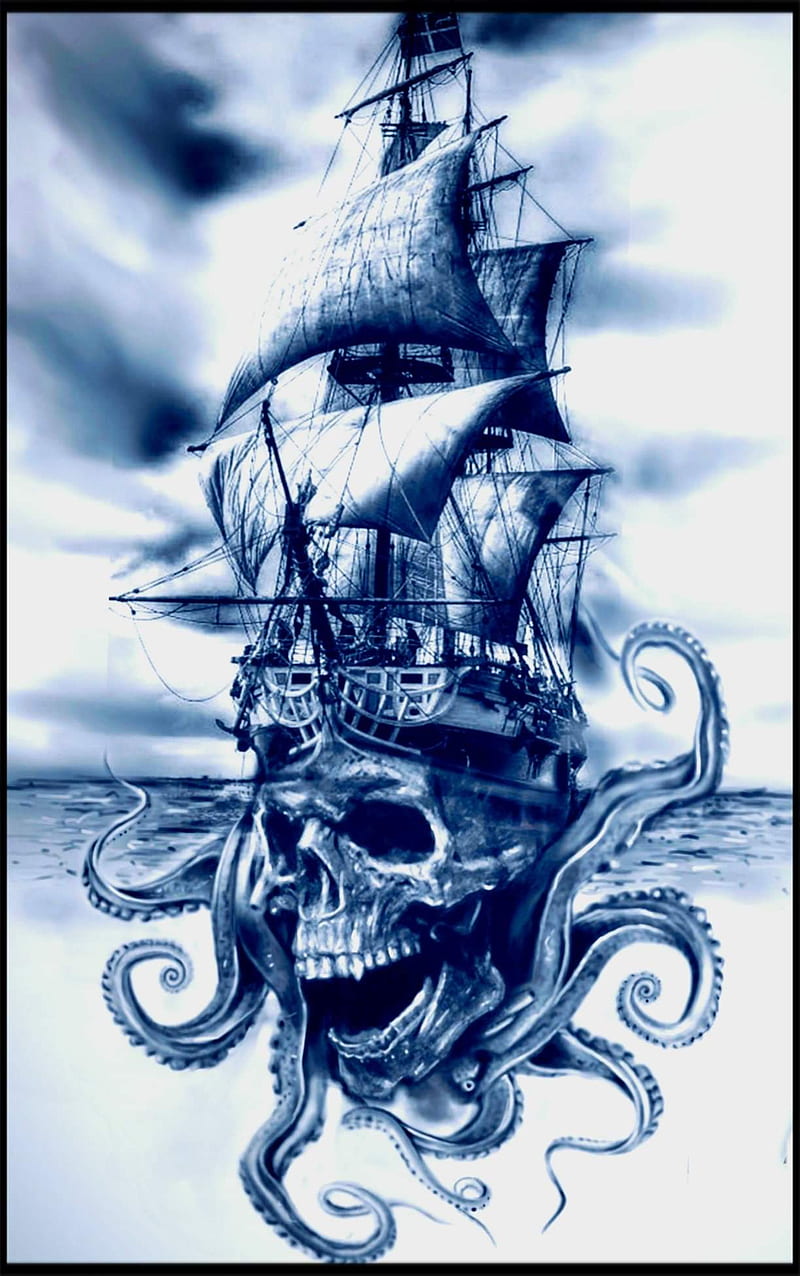 Pirate Life, pirates, skulls, ships, HD phone wallpaper