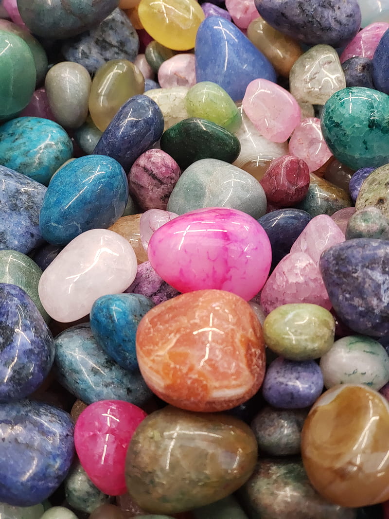 Love in color, blue, green, multi colors, pink, rainbow, rocks, stone, stones, HD phone wallpaper