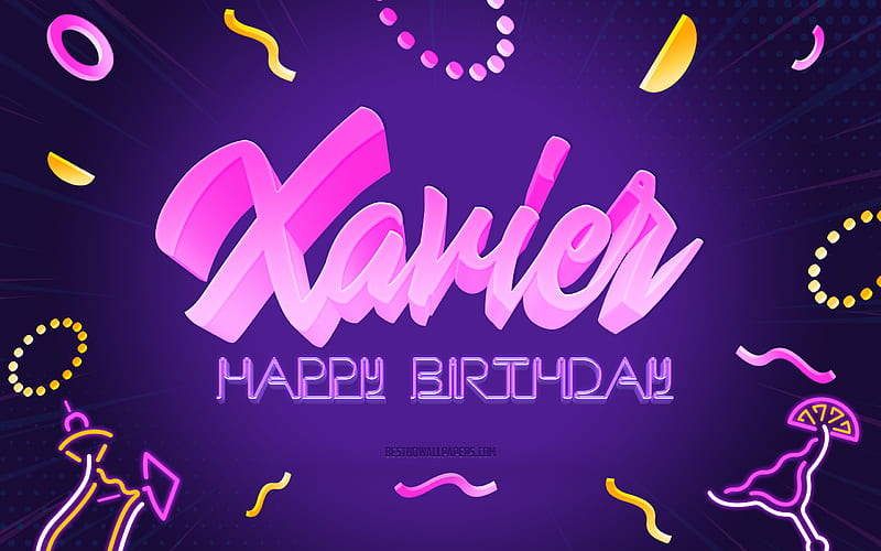 Happy Birtay Xavier, Purple Party Background, Xavier, creative art, Happy Xavier birtay, Xavier name, Xavier Birtay, Birtay Party Background, HD wallpaper
