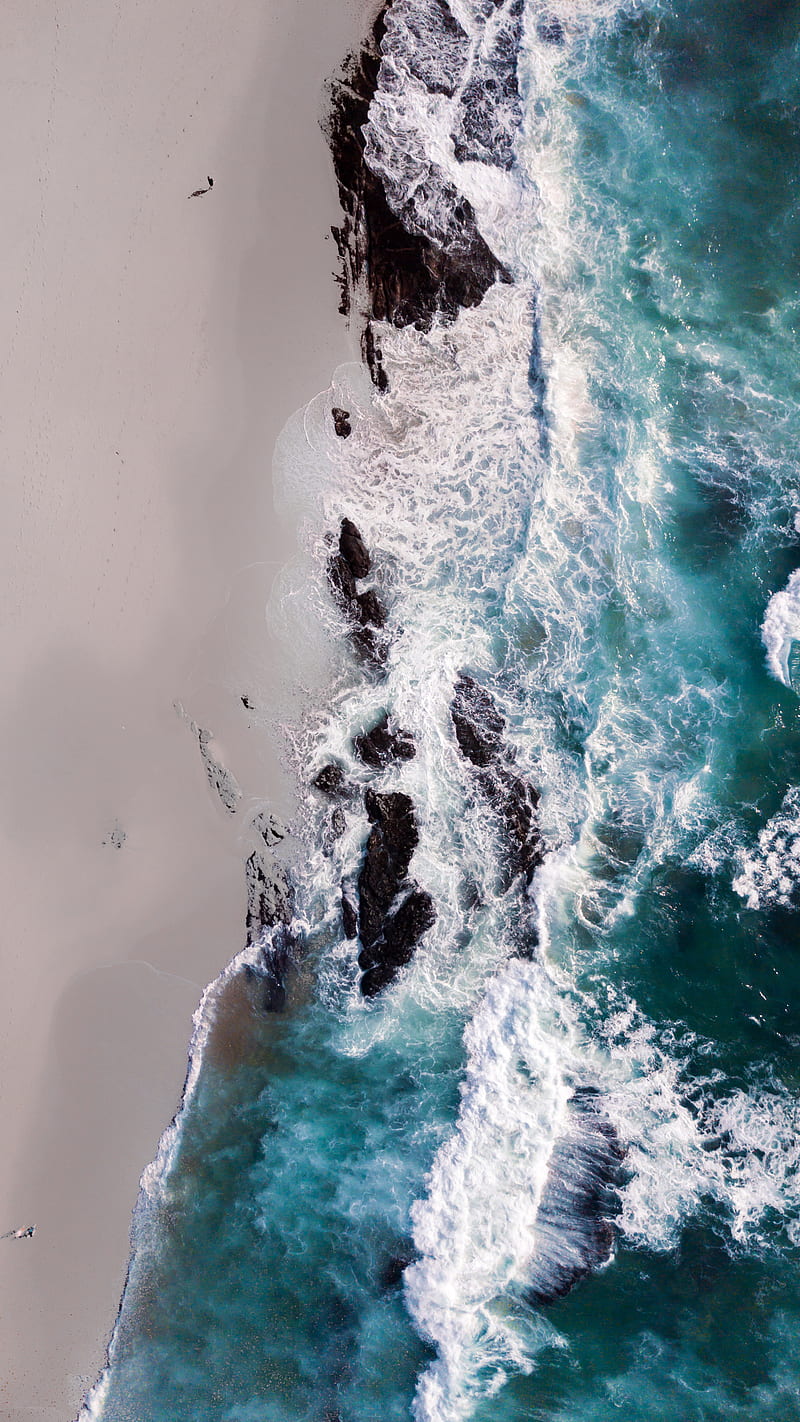 Rocky Beaches, #beach #drone, Morne, HD phone wallpaper