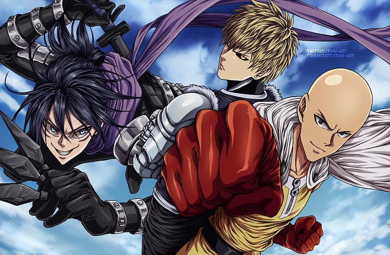 Anime, One-Punch Man, Genos (One-Punch Man), Saitama (One-Punch Man), Sonic (One-Punch Man), HD wallpaper