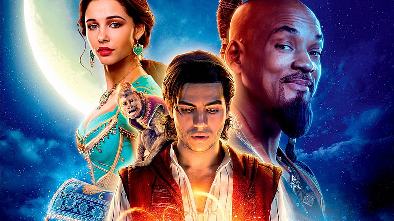 Aladdin 2019, movie, disney, poster, aladdin, genie, man, princess, HD wallpaper
