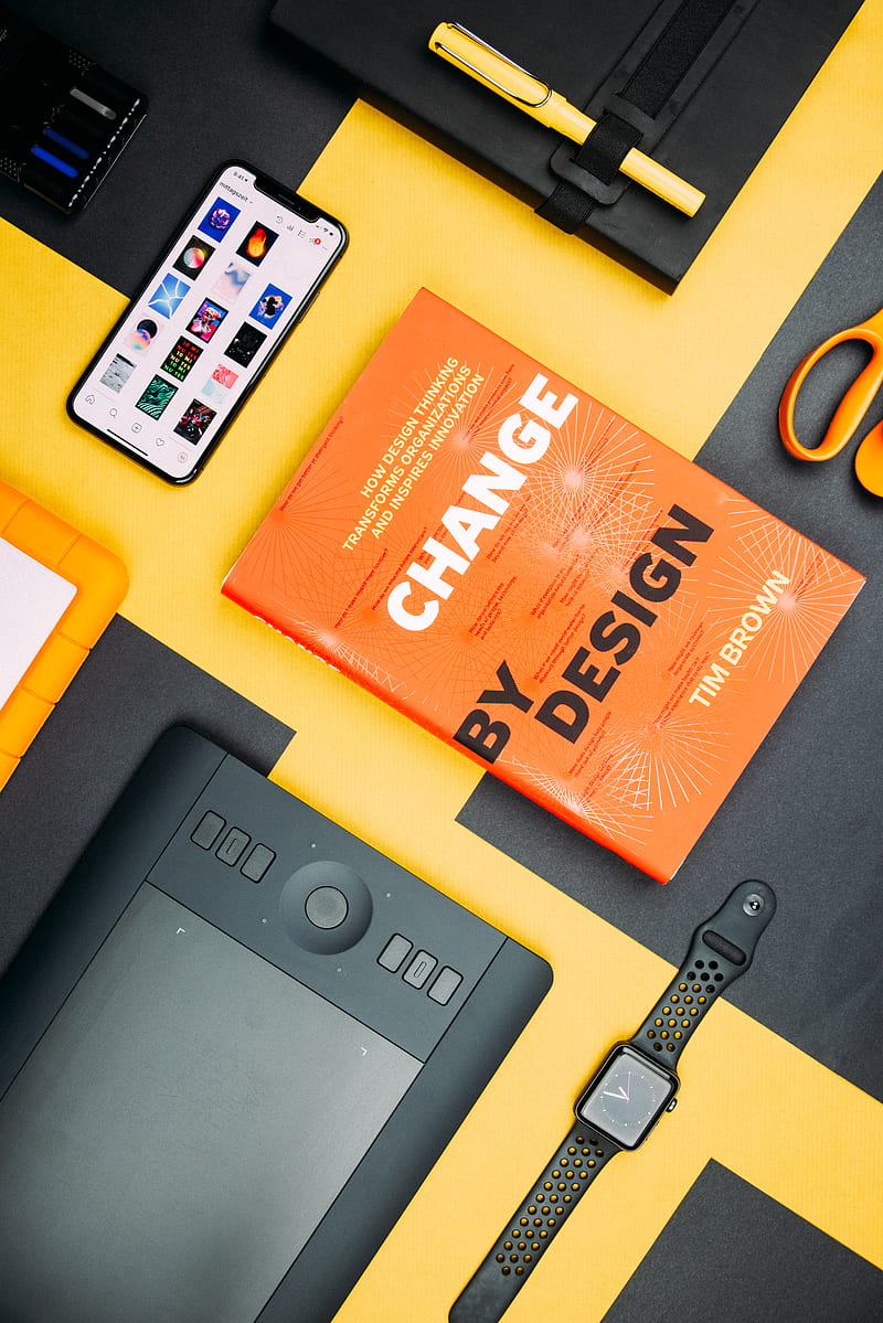 Change by Design by Tim Brown book beside smartphone, HD phone wallpaper
