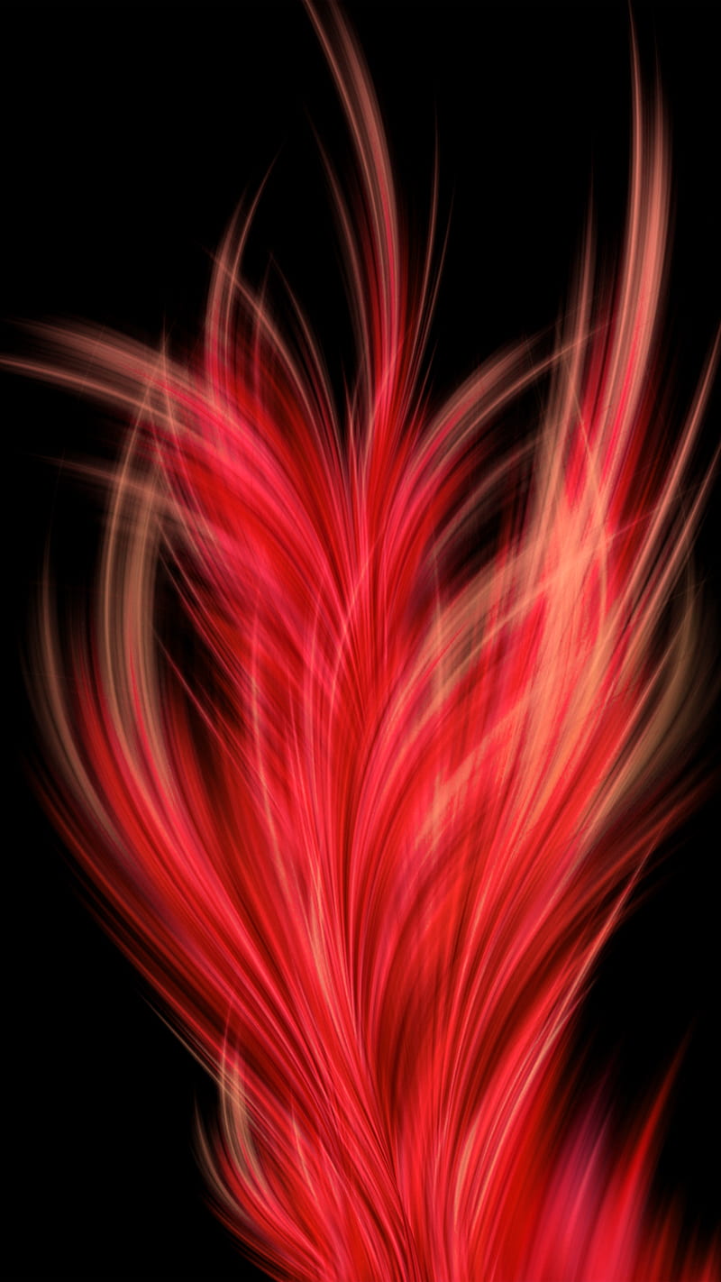 abstract, feather, flame, red, HD phone wallpaper