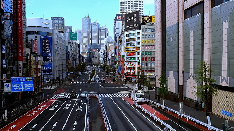 tokyo cityscape, city, street, skyscrapers, HD wallpaper