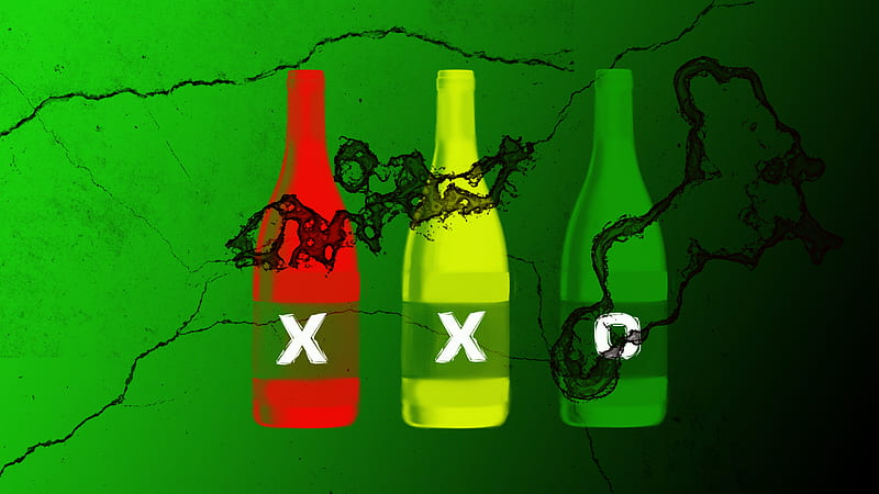 XXO, cool, bottles, green, wine, HD wallpaper