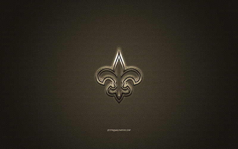 New Orleans Saints, American football club, NFL, brown logo, brown carbon fiber background, american football, New Orleans, Louisiana, USA, National Football League, New Orleans Saints logo, HD wallpaper