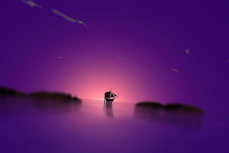 Purple Dome Boat , boat, artist, artwork, digital-art, HD wallpaper