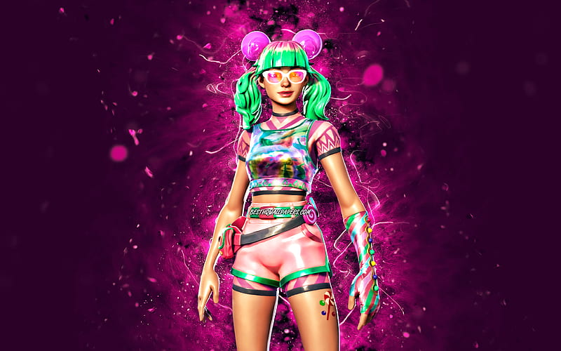 Tropical Punch Zoey purple neon lights, Fortnite Battle Royale, Fortnite characters, Tropical Punch Zoey Skin, Fortnite, Tropical Punch Zoey Fortnite, HD wallpaper