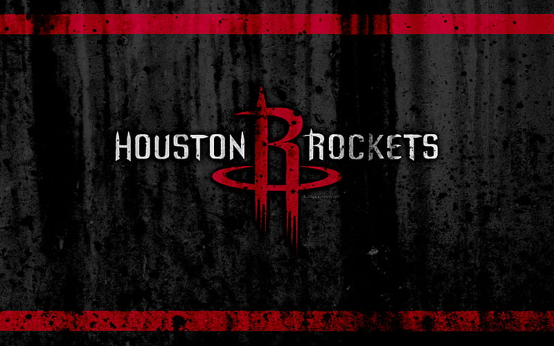 Houston Rockets, grunge, NBA, basketball club, Western Conference, USA, emblem, stone texture, basketball, Southwest Division, HD wallpaper