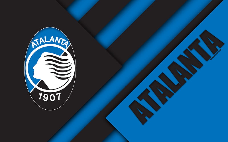 Atalanta FC, logo material design, football, Serie A, Bergamo, Italy, black and blue abstraction, Italian football club, HD wallpaper