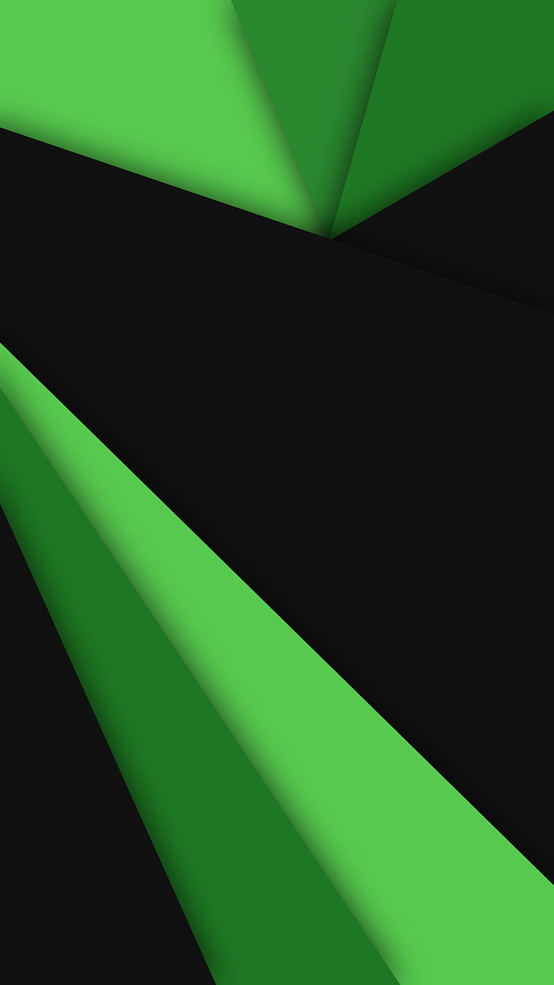 Material Design, abstract, android, background, black, flat, green, minimalism, HD phone wallpaper