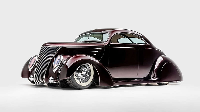 1937-Ford-Coupe-Crimson-Ghost, Classic, 1937, Hotrod, Whitewalls, HD wallpaper
