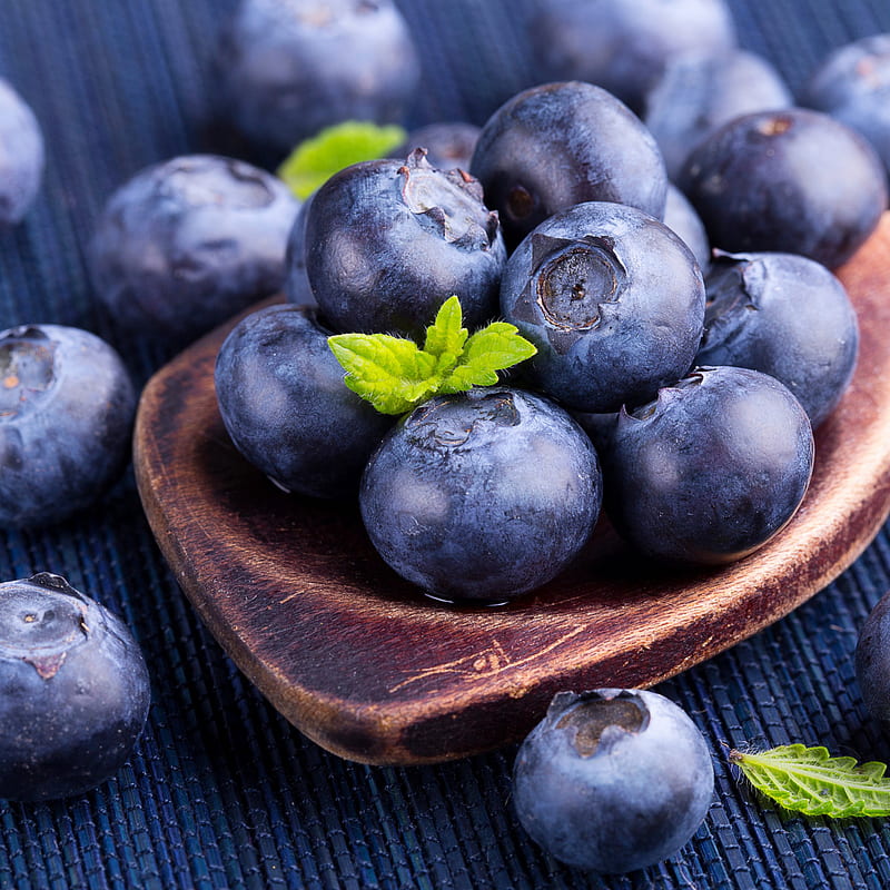 Blueberries, berries, food, fresh, fuits, macro, HD phone wallpaper