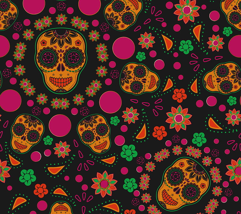 Skulls, abstract, colorful, florals, flowers, head, forma, vector, HD wallpaper