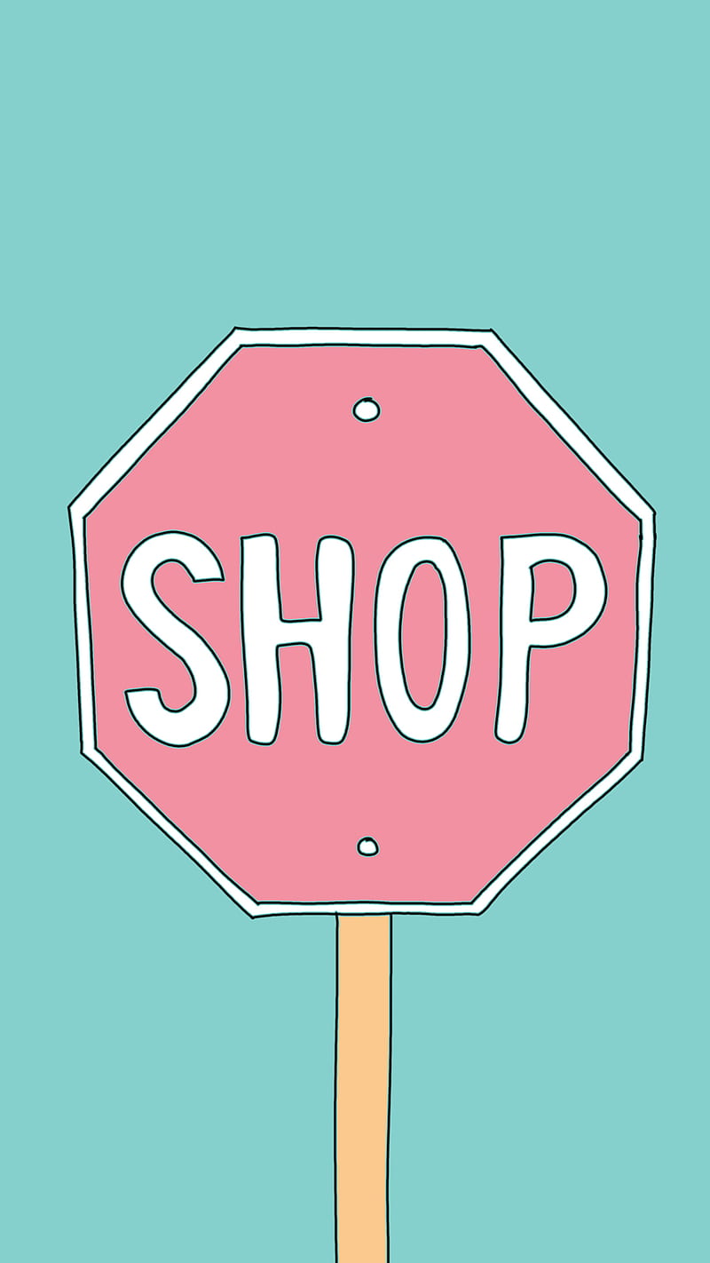 Shop sign, art, drawing, hand drawing, hipster, pop art, pop culture, poster, retro, shopping, HD phone wallpaper