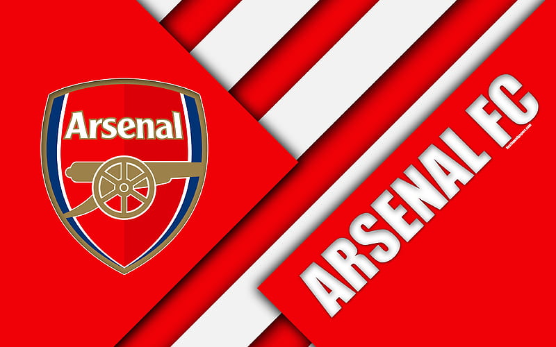 Arsenal FC, logo material design, red white abstraction, football, London, England, Premier League, English football club, HD wallpaper