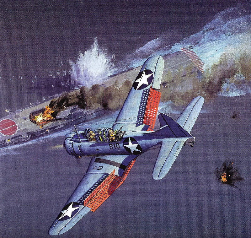Battle of Midway : Akagi vs. SBD Dauntless., divebomber, midway, akagi, sbd dauntless, HD wallpaper