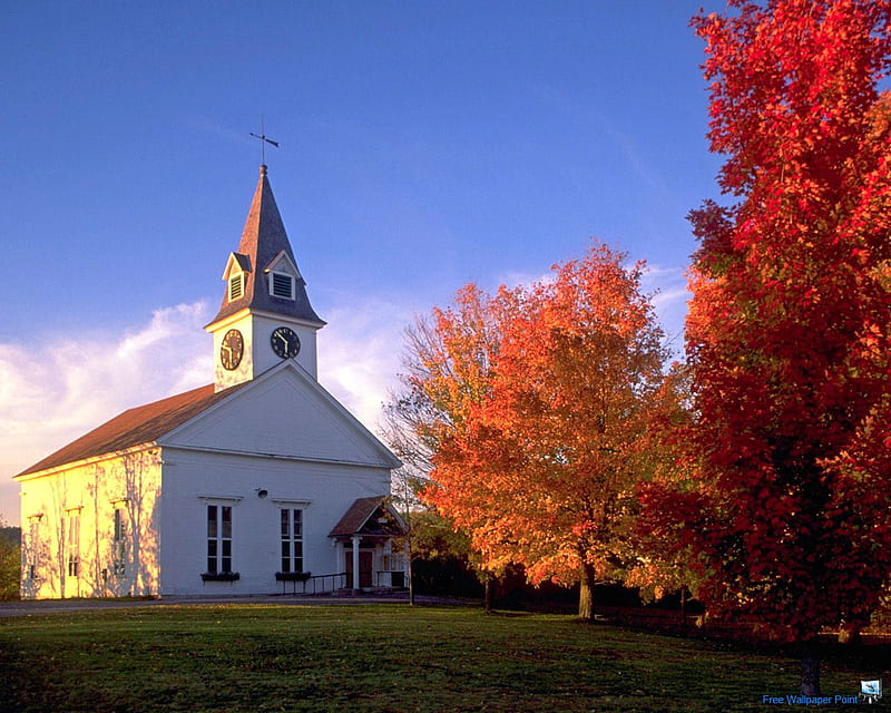 church in autumn in new hampshire, bonito, outlook, church, gorgeous, HD wallpaper