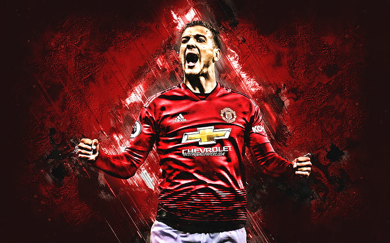 Diogo Dalot, Manchester United FC, Portuguese footballer, portrait, red stone background, Premier League, England, HD wallpaper