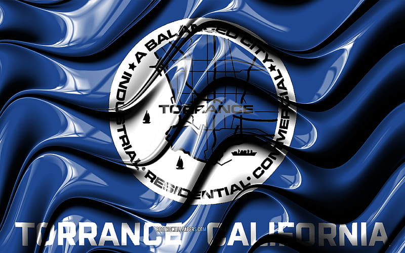 Torrance flag United States cities, California, 3D art, Flag of Torrance, USA, City of Torrance, american cities, Torrance 3D flag, US cities, Torrance, HD wallpaper