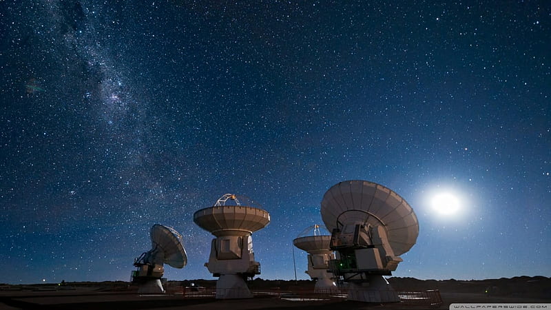 Satellite array, Milky Way, antennae, Universe, Space, HD wallpaper