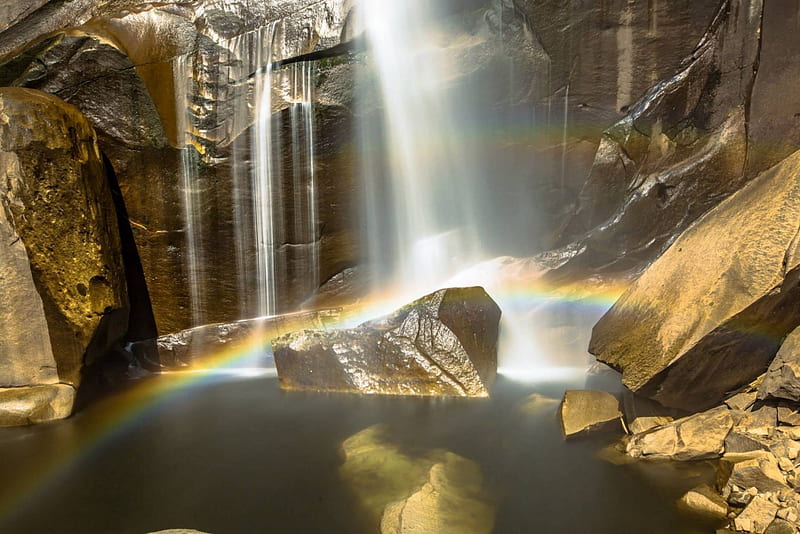 Vernal Falls., mountain, cool, waterfall, nature, fun, HD wallpaper