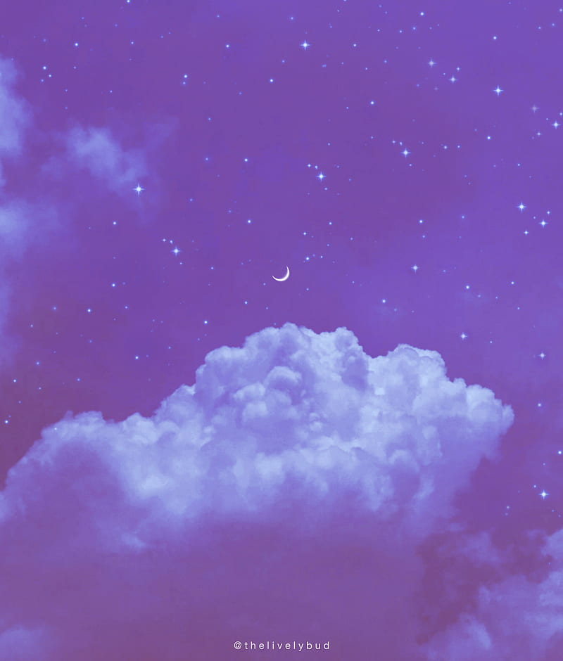 Aesthetic Skies 8, sky, moon, gray, purple, clouds, stars, , iphone, HD  phone wallpaper | Peakpx