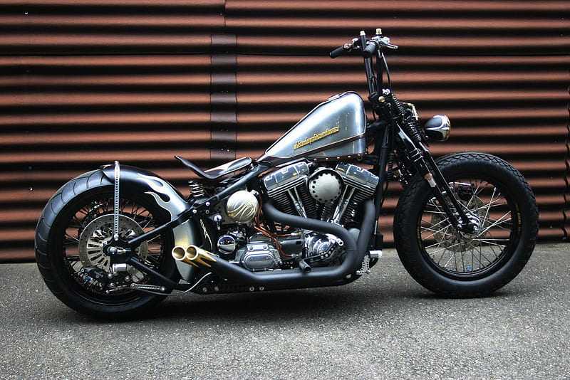 Its A Harley, spokes, custom, pipes, motor, HD wallpaper