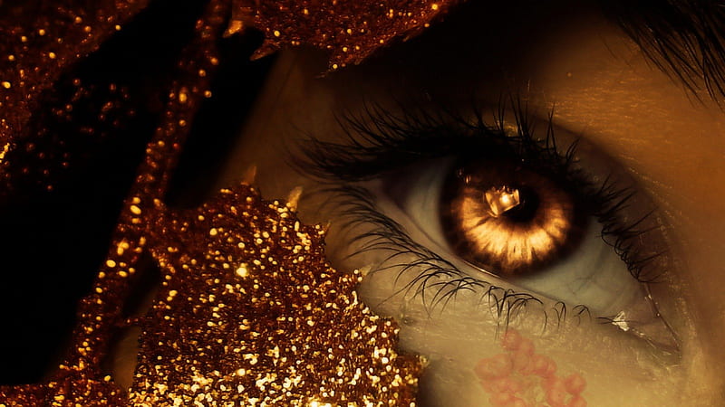 Amber Eyes, gold, eyes, glitter, amber, HD wallpaper