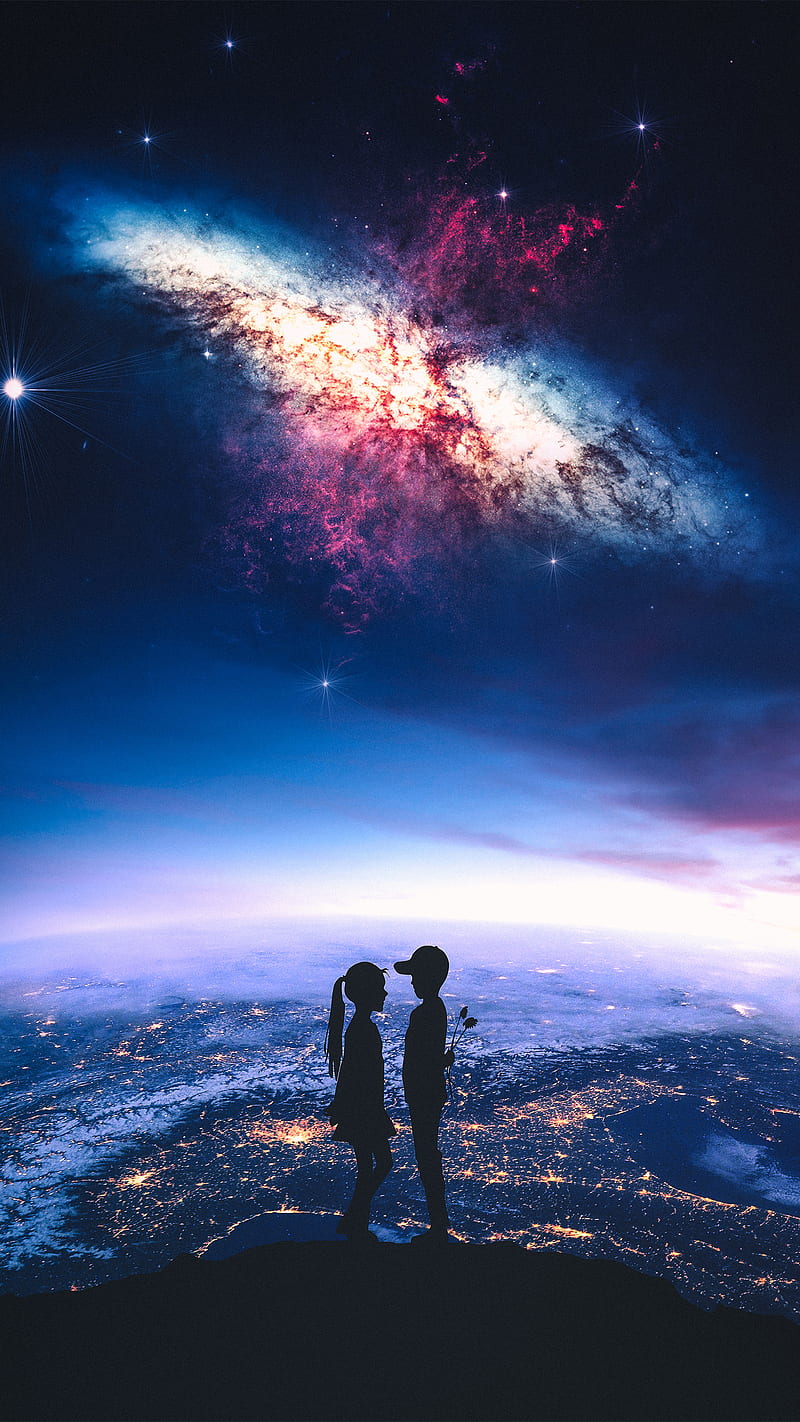 All my love, M_A_Visuals, bonito, boy, earth, girl, happy, lovely, nebula, nice, space, universe, HD phone wallpaper