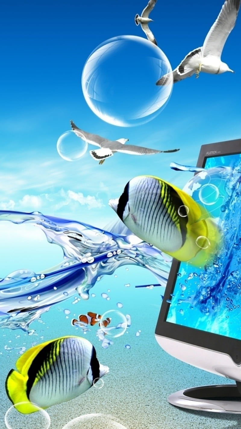 Undersea, 3d, ocean, HD phone wallpaper