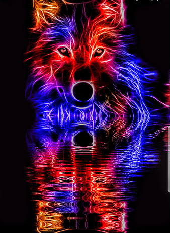 Galaxy wolf, blue, neon, red, wolves, HD phone wallpaper | Peakpx