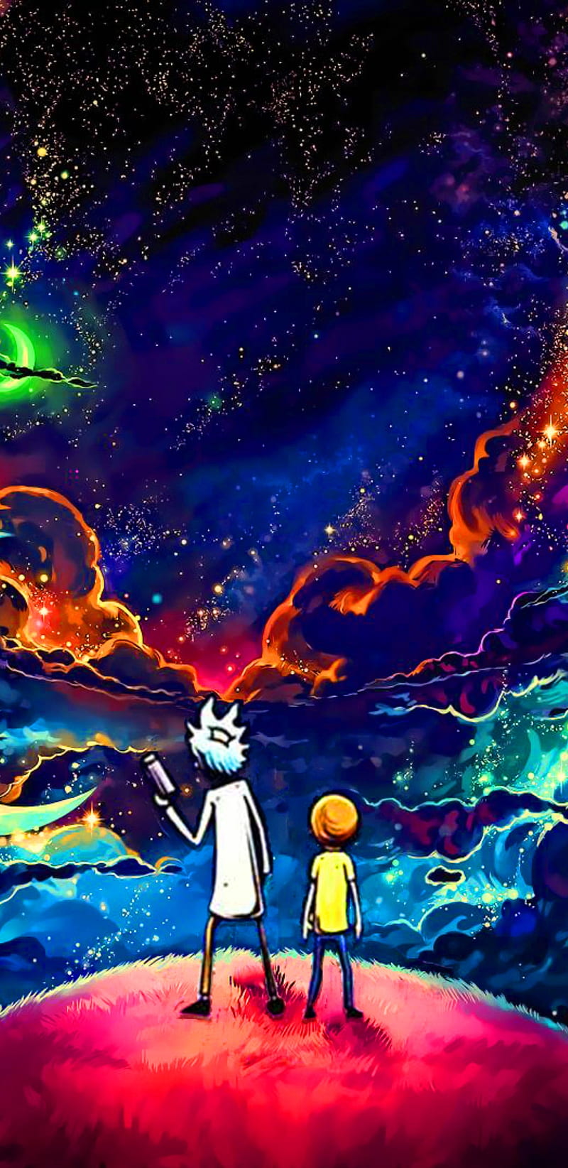 Rick and Morty black, blue, galaxy, red, stars, HD phone wallpaper | Peakpx