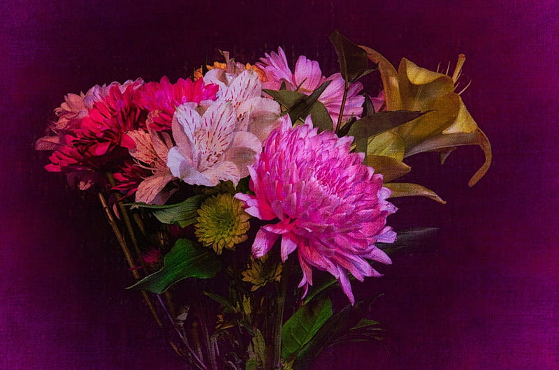 Flower Bouquet, painting, blossoms, lilies, petals, artwork, HD ...
