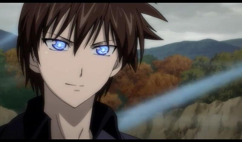 Kazuma Yagami, glow, scenic, guy, plant, woods, magic, stigma of the wind, mountain, close up, anime, handsome, hot, scenery, hill, blue eyes, light, forest, male, yagami, brown hair, kazuma, sexy, kazuma kannagi, short hair, cute, tree, boy, kannagi, scene, kaze no stigma, HD wallpaper