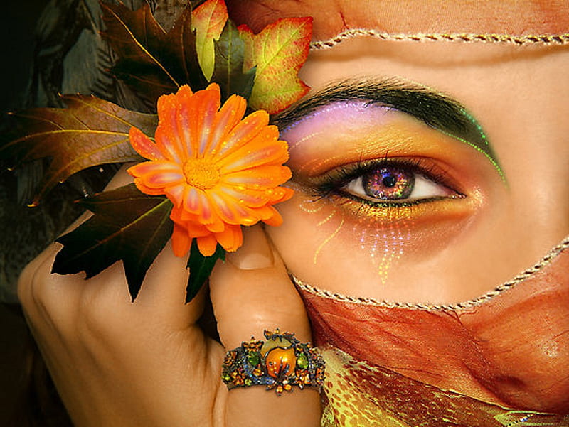Rainbow Eye, colorful, orange, veil, yellow, women, -pretty, manipulation models, black, abstract, jewelry, cute, purple, eyes, fashion, white, red, brown, bonito, woman, elegant, female model, graphy, green, people, girls, blue, female, exotic, rainbow colours, veiled, colors, make up, girl, serene, flower, colours, HD wallpaper
