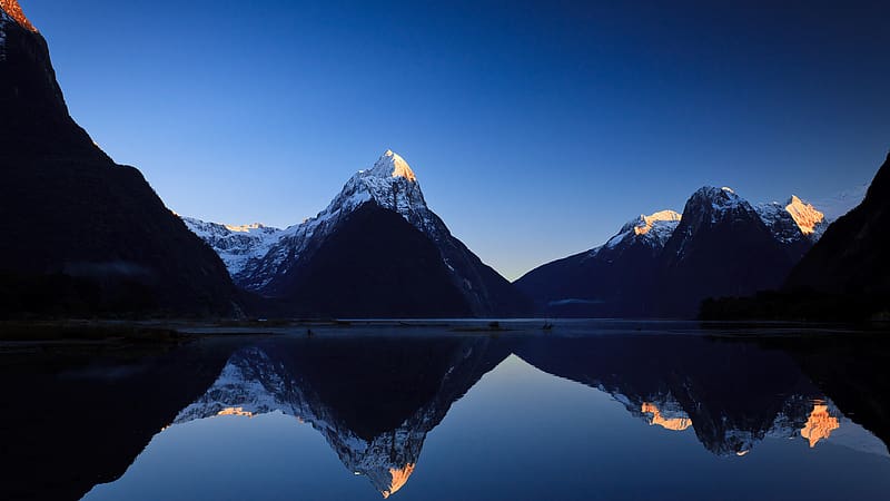 Mountain, Lake, , Milford Sound, HD wallpaper