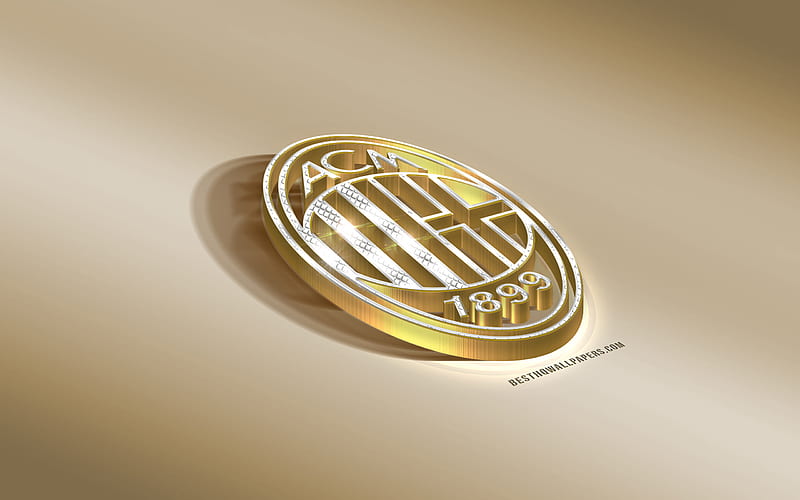 AC Milan, Italian Football Club, Milan, Italy, Serie A, logo, golden 3d emblem, diamond logo, 3d art, HD wallpaper