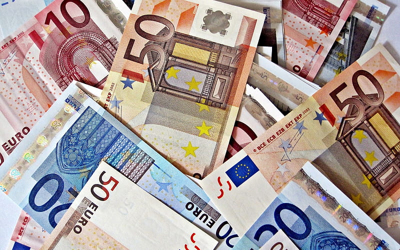 money background, banknotes, bills, euro, european union, finance concepts, HD wallpaper
