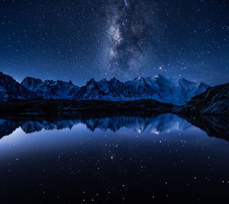 Landscape, Nature, Water, Sky, Stars, Night, Mountain, Reflection, , Milky Way, HD wallpaper